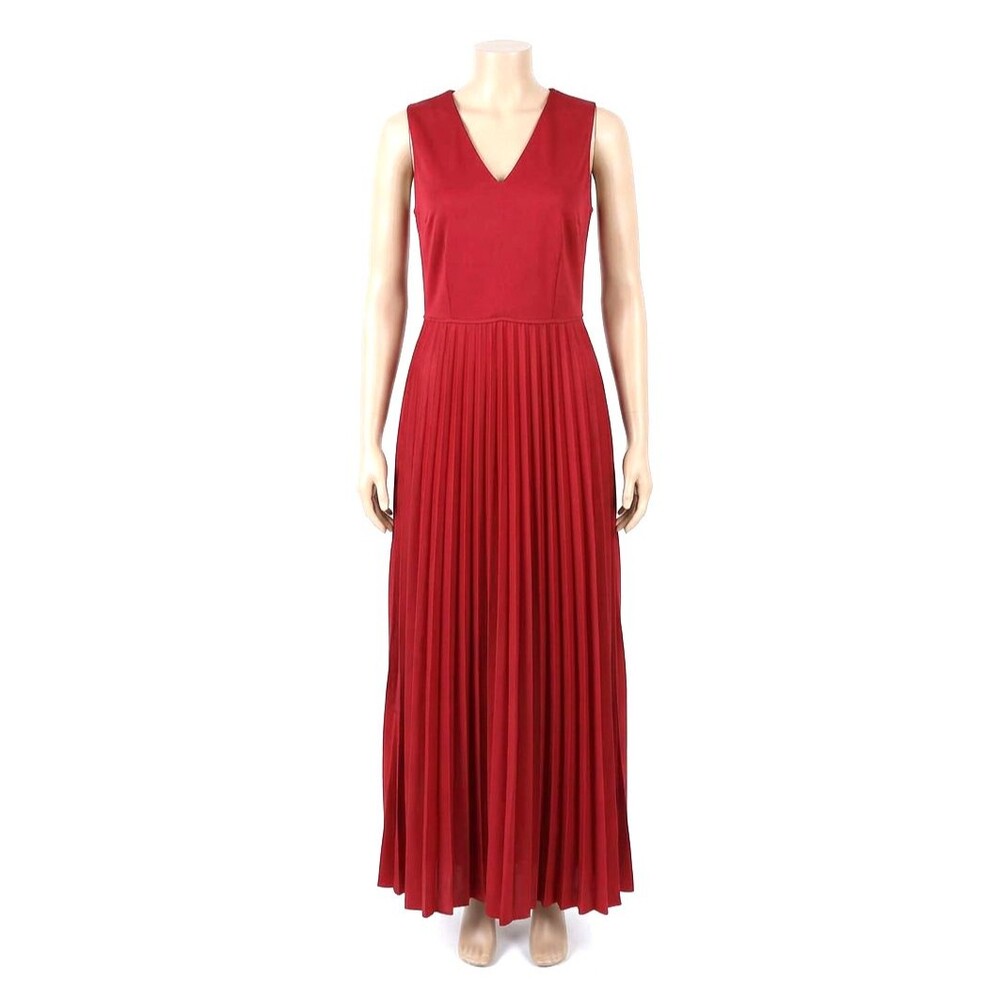 VTG 70s Disco Pleated Maxi Dress Burgundy Wine Grecian Goddess Vampire Costume M